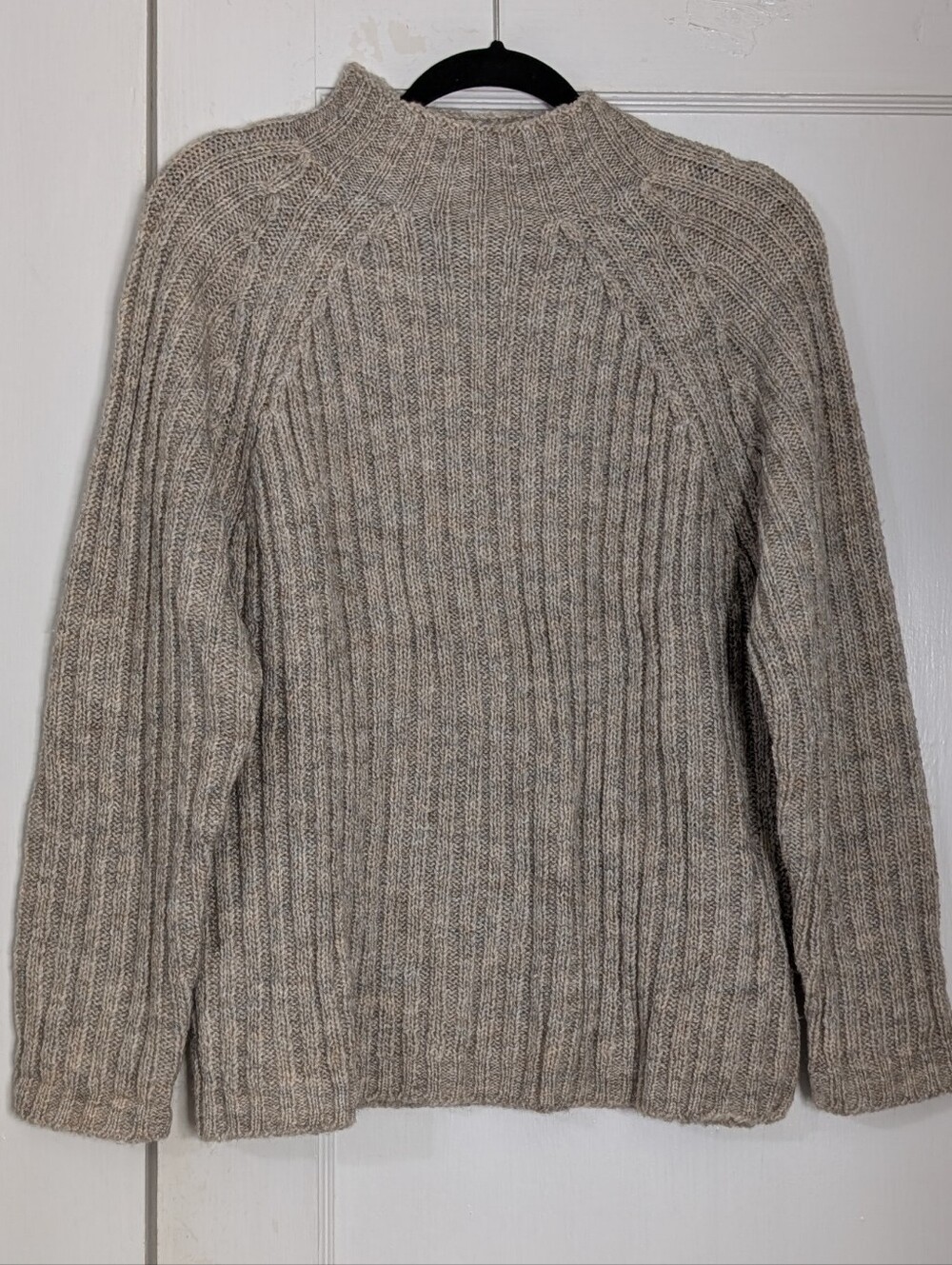 Vtg Express Tricot Beige Ribbed Knit Sweater Wool Blend Crew Neck Womens Small
